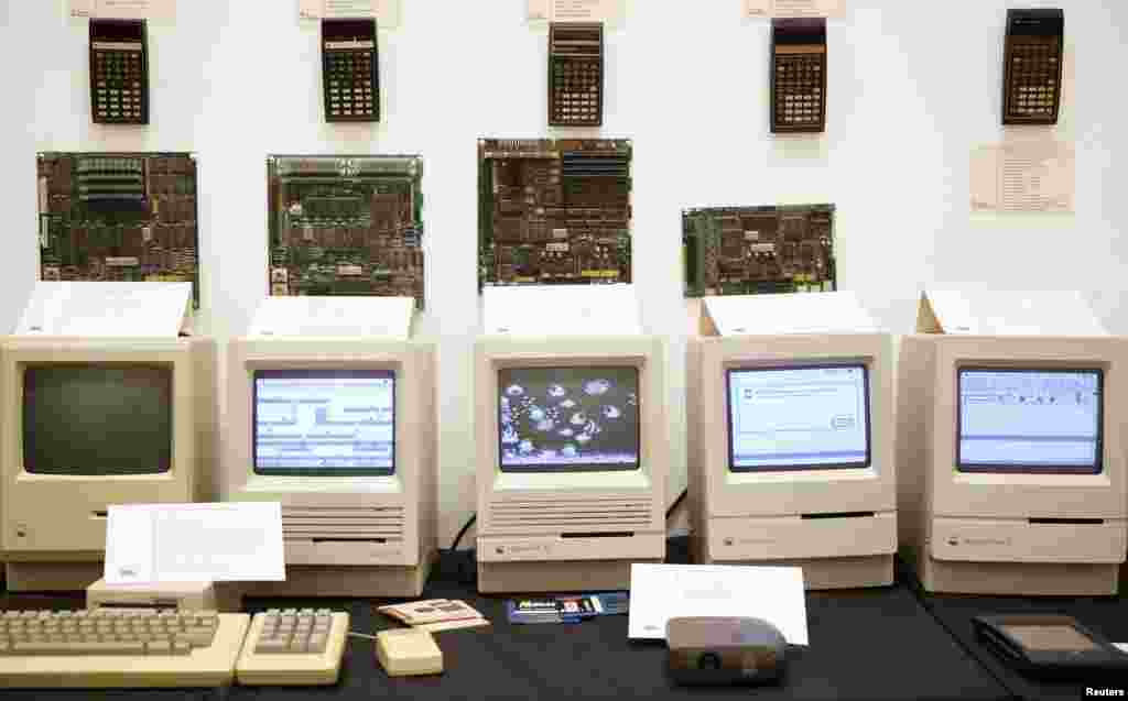 Macintosh motherboards and computers together on display at the &quot;History of Computers&quot; exhibition in Sarajevo, Bosnia-Herzegovina.