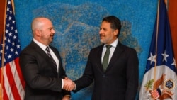 Otpravnik poslova John Ginkel Ambasade SAD-a i posebni izaslanik Ministarstva energetike Joshuai Volzu, Sarajevo 7. april 2026.