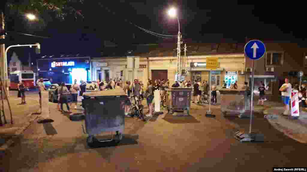 Protesters set up a blockade in Belgrade on June 29.Protests have been ongoing for seven months across Serbia following the deadly collapse of a train station roof in the northern city of Novi Sad.