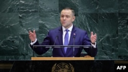Прэзыдэнт Польшчы Караль Наўроцкі ў часе выступу на Генэральнай асамблеі ААН, 23 верасьня 2025