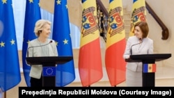 Președinta Comisiei Europene, Ursula von der Leyen, și președinta R. Moldova, Maia Sandu - Chișinău, 10 octombrie.