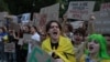 Ukrainians protest against a draft law that would limit the independence of the country's anti-graft agency in Kyiv on July 24.
