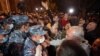 Armenia - Riot police guarding the Office of the Prosecutor-General in Yerevan clash with protesters demanding the release of arrested residents of Syunik province, April 22, 2021.