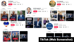Colaj din capturi de ecran de pe profile de TikTok care îl promovează pe Fiodor Gagauz.