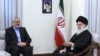 Supreme Leader Ayatollah Ali Khamenei (R) speaks during an official meeting with Hamas leader Ismail Haniyeh in Tehran, 12Feb2012. File photo
