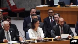 Жозеп Боррель, Анналена Бербок и Арарат Мирзоян на заседании Совбеза ООН в Нью-Йорке, 21 сентября 2023 г.