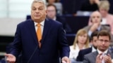 Hungarian Prime Minister Viktor Orban delivers a speech at the European Parliament in Strasbourg, eastern France, on October 9.