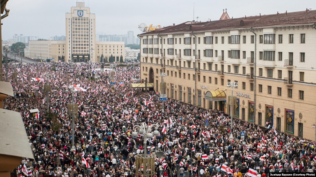  Minsk, 2020. Proteste în Belarus după alegerea lui Lukashenko.