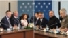 Members of the Ukrainian (R) and Russian (L) delegations attend the second round of direct talks at the Ciragan Palace, in Istanbul, on June 2, 2025. (composite image)