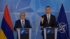 Belgium - NATO Secretary General Jens Stoltenberg and Armenian President Serzh Sarkisian meet the press after talks in Brussels, 27Feb2017.