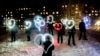 People draw hearts with their cell-phone flashlights in support of jailed opposition leader Aleksei Navalny and his wife, Yulia Navalnaya, in Moscow on the night of February 14. Navalny&#39;s team urged people to stand in their courtyards and shine their cell-phone flashlights under the slogan, &quot;Love is stronger than fear.&quot; After the jailing of Navalny and two weekends of nationwide demonstrations and marches, the new protest format looked to some like a retreat.