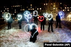 A flashlight protest in Moscow on February 14