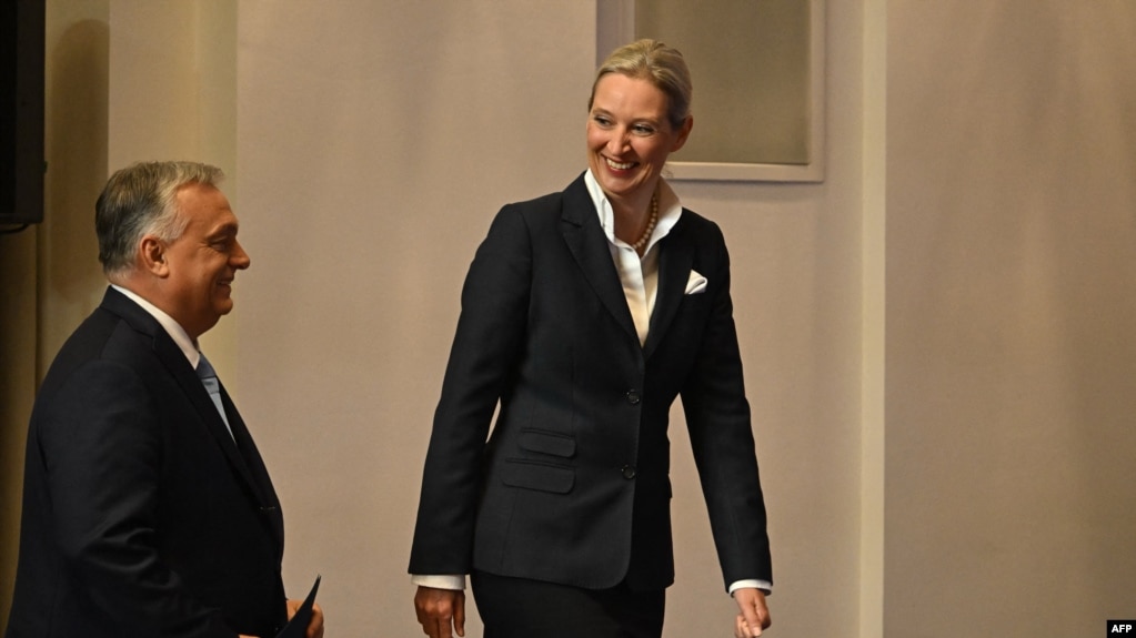Orbán Viktor és Alice Weidel, a német AfD párt társelnöke Budapesten, 2025. február 12-én