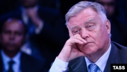 The former president of Russian Railways, Vladimir Yakunin, attends a session of the St. Petersburg International Economic Forum 2016 in St. Petersburg in June.