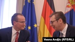 Zvaničnik Bundestaga Ginther Krihbaum i Aleksandar Vučić u Beogradu,11. maja 2018.