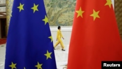 As top EU leaders prepare for a tense summit in Beijing, officials from the bloc told RFE/RL they hope to get a clear commitment from China to crack down on companies that help Russia skirt sanctions. (file photo)
