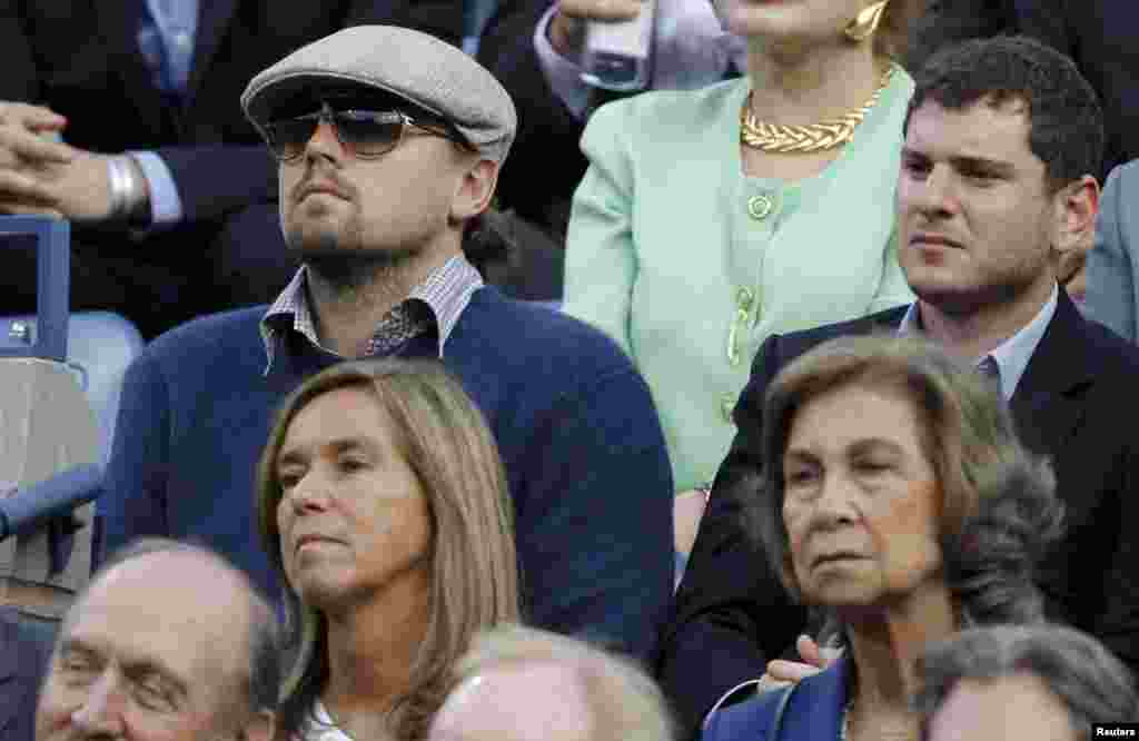 Glumac Leonardo Dicaprio i španjolska kraljica Sofia bili su u publici posmatrajući finalni meč, Nadal - Đoković, US Open, New York, 9. septembar 2013. Foto: REUTERS / Kena Betancur