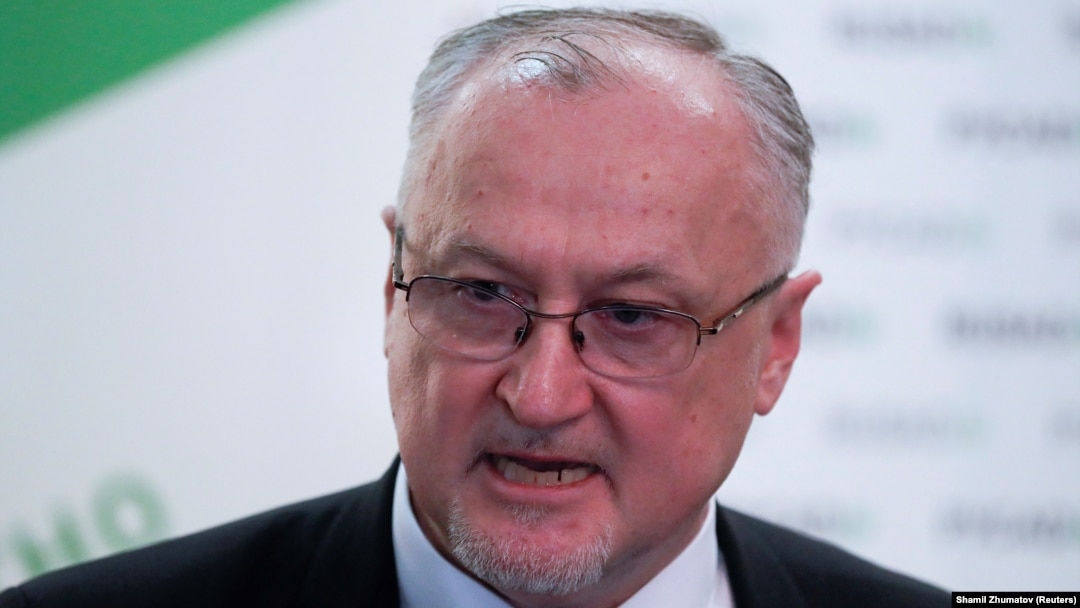 RUSADA chief Yury Ganus speaks at a news conference in Moscow on December 9.