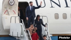 Armenia - U.S. Vice President JD Vance arrives at Yerevan's Zvartnots international airport, February 9, 2026.