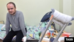 Олег Кашин в больнице после жестокого избиения (Москва, 28 декабря 2010 года) 