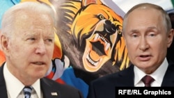Joe Biden and Vladimir Putin, collage