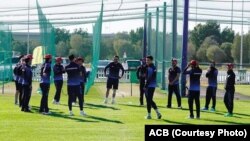 اعضای تیم ملی کریکت افغانستان حین تمرین در دوبی