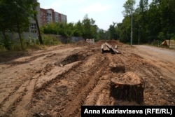 Пні на місці будівництва у парку на «Теремках», 7 серпня 2026 року