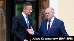 Міністр закордонних справ Польщі Збіґнєв Рау (праворуч) наголосив на підтримці зусиль із мирного розв'язання кеонфлікту «в Україні і навколо неї»