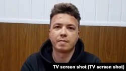 The EBU cited "particular alarm" at the recent "broadcast of interviews apparently obtained under duress," likely a reference to videos showing detained Belarusian journalist Raman Pratasevich (pictured) and his girlfriend.