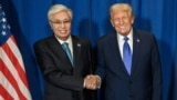 Kazakh President Qasym-Zhomart Toqaev and US President Donald Trump in September pose on the sidelines of the UN in New York on September 30.