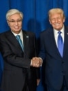 Kazakh President Qasym-Zhomart Toqaev and US President Donald Trump in September pose on the sidelines of the UN in New York on September 30.