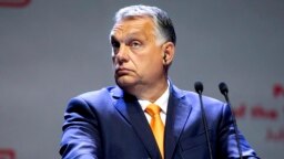 Orbán Viktor szeptember 11-én, szlovéniai sajtótájékoztatóján. 
