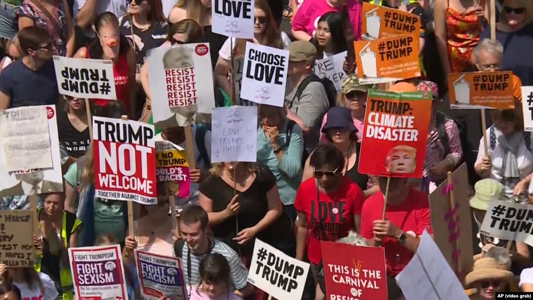 Акция протеста против визита Трампа
