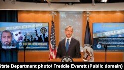 Special Representative for Iran Brian Hook addresses reporters at the U.S. Department of State in Washington, D.C., on December 5, 2019.