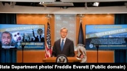 Special Representative for Iran Brian Hook addresses reporters at the U.S. Department of State in Washington, D.C., on December 5, 2019.