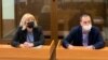Olga Mikhailova and Vadim Kobzev, lawyers for Aleksei Navalny, in court in Moscow in April. 