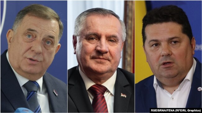 (s lijeva na desno) Milorad Dodik, Radovan Višković i Nenad Stevandić