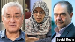 از راست: محسن امین‌زاده، آذر منصوری و ابراهیم اصغرزاده