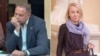 A combo photo of Ukrainian President Volodymyr Zelenskyy's former chief of staff, Andriy Yermak (left), and Veronika Anikyevich (right)