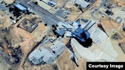 In this 3D screen shot of a satellite image from Google Earth, Launchpad 31/6 of the Baikonur Cosmodrome complex is visible from space. 