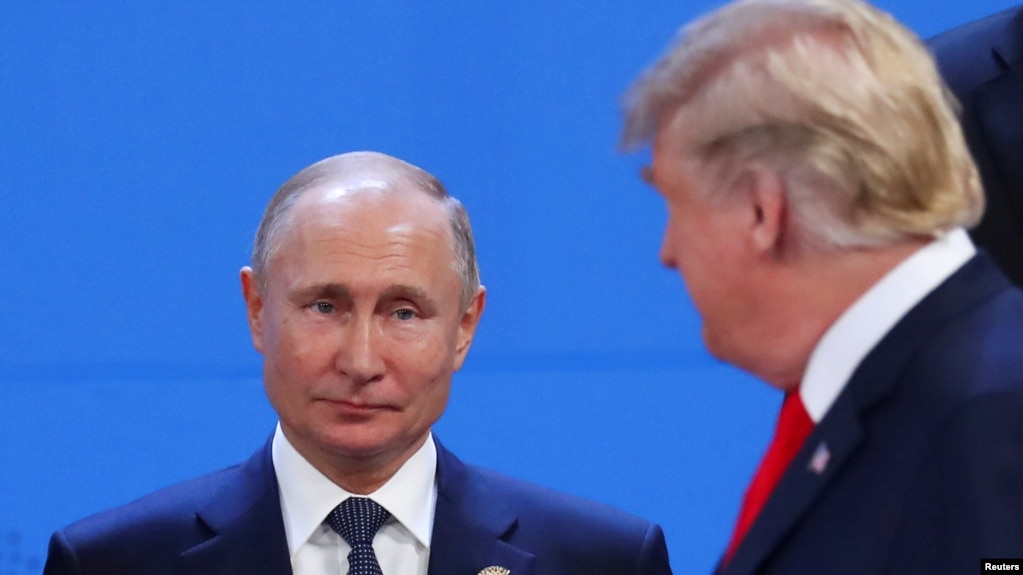 Tổng thống Hoa Kỳ Donald Trump và Tổng thống Nga Vladimir Putin tại hội nghị thượng đỉnh các nhà lãnh đạo G20 ở Buenos Aires năm 2018.