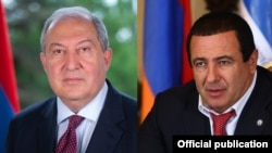 Armenia -- President Armen Sarkissian (L) and Prosperous Armenia Party leader Gagik Tsarukian.