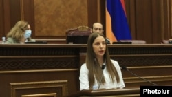 Armenia -- Anna Grigorian is sworn in as a member of the Armenian parliament, Yerevan, January 18, 2021.