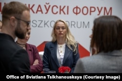 Анжаліка Мельнікава на форуме Касьцюшкі ў Гданьску незадоўга да свайго зьнікненьня