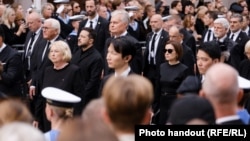 Președinta Maia Sandu și alți șefi de stat, inclusiv președintele ucrainean Volodimir Zelenski, într-o fotografie difuzată de președinția de la Chișinău de la funeraliile regelui Harald al Norvegiei, din 9 septembrie 2026