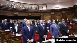 Armenia - Opposition deputies attend the opening session of the National Assembly, Yerevan, August 2, 2026.