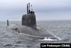 Російський багатоцільовий атомний підводний човен з крилатими ракетами (ПЛАРК) 4-го покоління «Казань», Мурманськ, 1 червня 2021 року