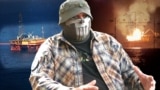 Боец с позывным «Очерет» из 2-го отряда специальных действий «Корд» им. Владислава Пелешенко в составе «Спецподразделения Тимура» ГУР МО Украины на фоне газодобывающих платформ в Черном море. Коллаж
