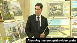 Turkmenistan. Berdymuhamedov took part at presentation of construction projects.Turkmen State TV. June 2018