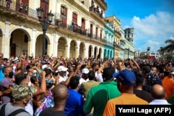 Антиправительственная демонстрация в Гаване, 11 июля 2021 года